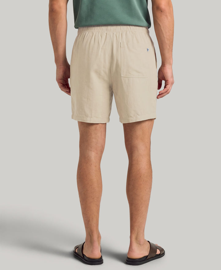 Linen Blend 7" Pull-On Drawstring Short (Island Fossil) 