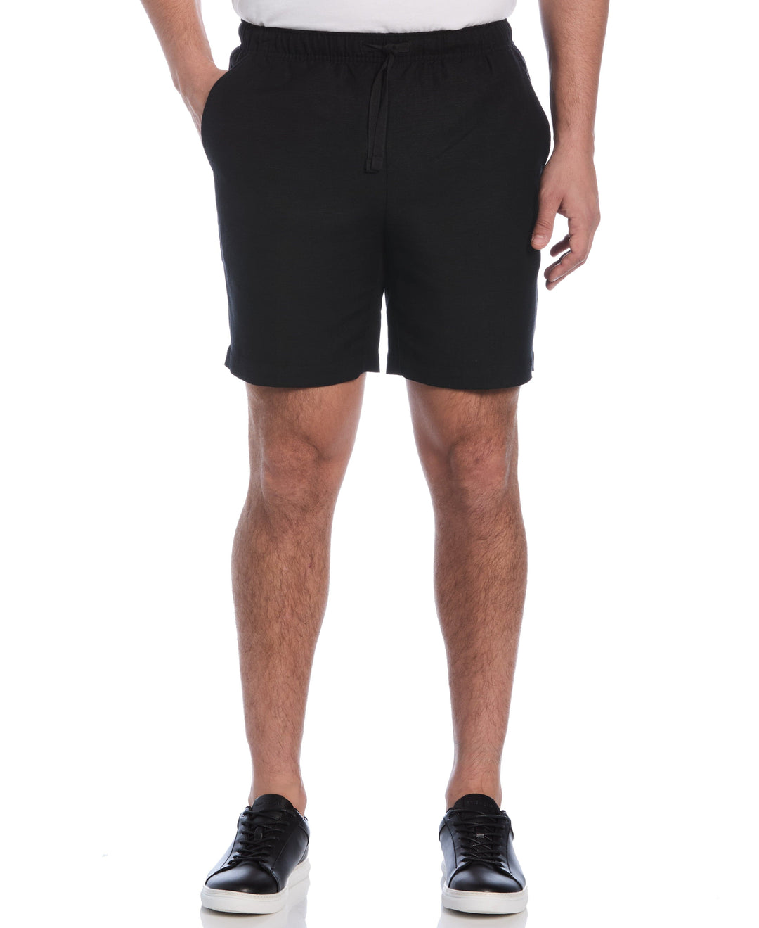 Linen Blend 7" Pull-On Drawstring Short (Jet Black) 