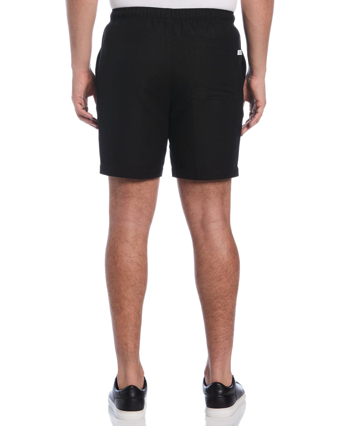 Linen Blend 7" Pull-On Drawstring Short (Jet Black) 