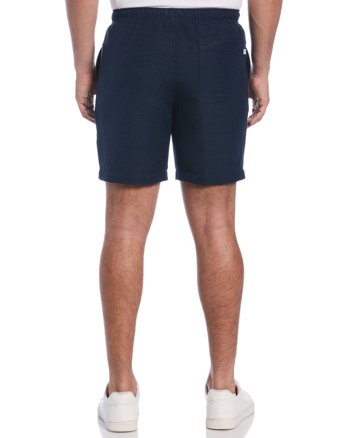 Linen Blend 7" Pull-On Drawstring Short (Dress Blues) 