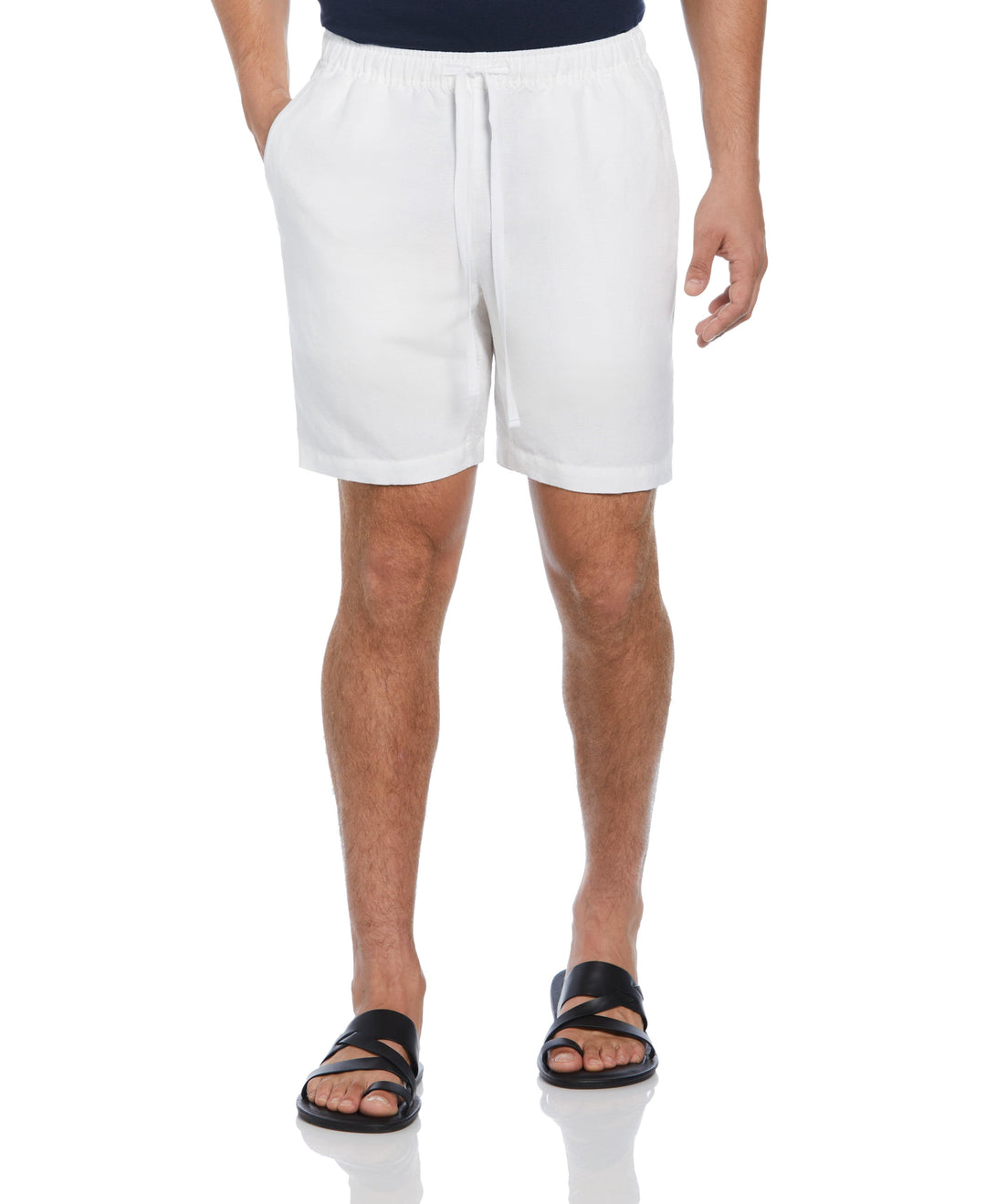 Linen Blend 7" Pull-On Drawstring Short (Brilliant White) 