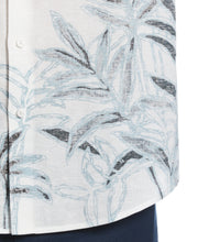Linen Blend Reverse Asymmetric Placement Print Shirt (Brilliant White) 