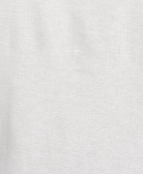 Linen Blend Reverse Asymmetric Placement Print Shirt (Brilliant White) 