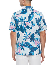 Linen Blend Reverse Tropical Print Shirt (Brilliant White) 