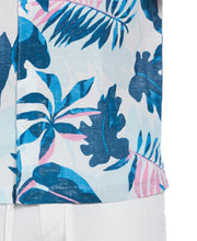 Linen Blend Reverse Tropical Print Shirt (Brilliant White) 