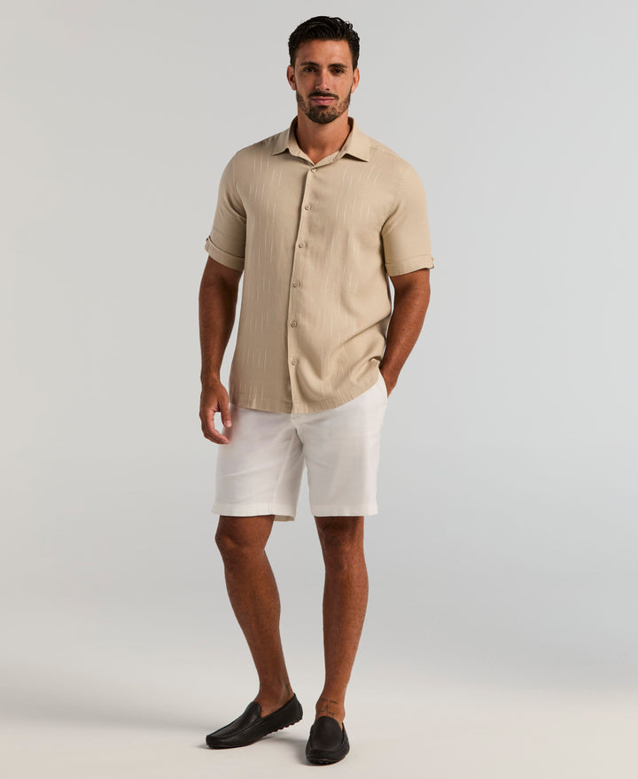 Linen Blend Slub Panel Shirt (Island Fossil) 