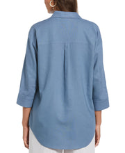Linen Blend Solid Popover Shirt (Captains Blue) 