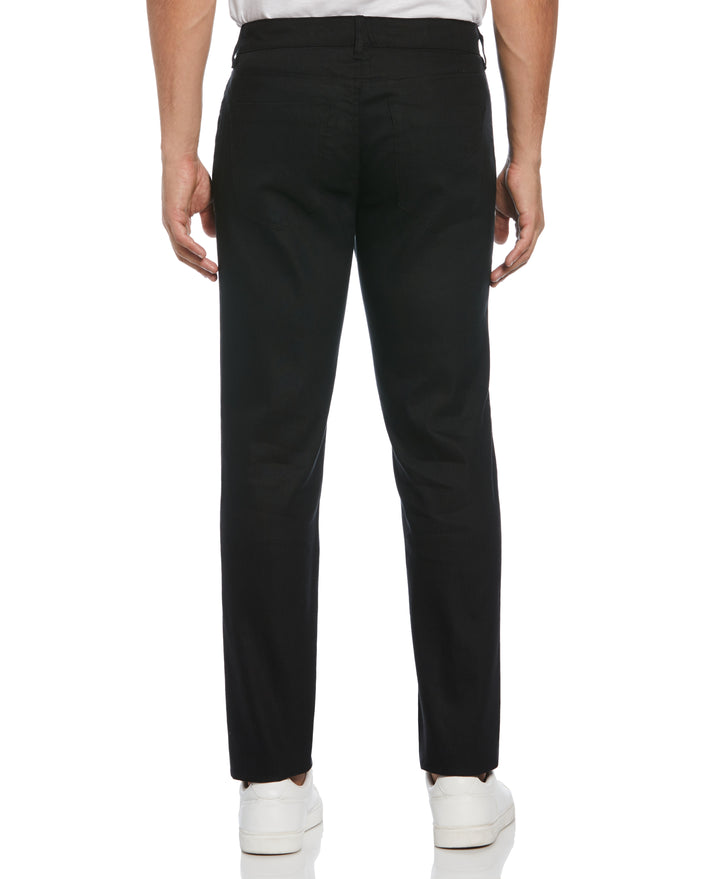 Linen-Blend Stretch 5-Pocket Pant (Jet Black) 