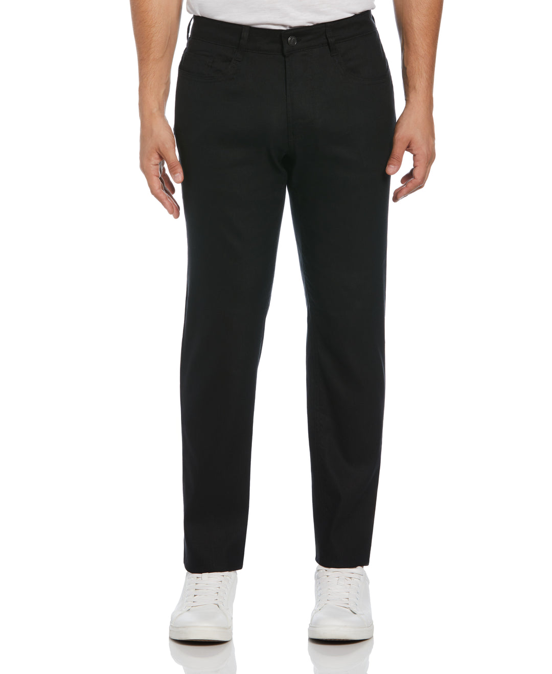 Linen-Blend Stretch 5-Pocket Pant (Jet Black) 