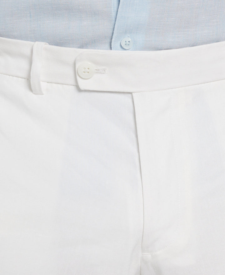 Linen-Blend Flat Front Shorts (Brilliant White) 