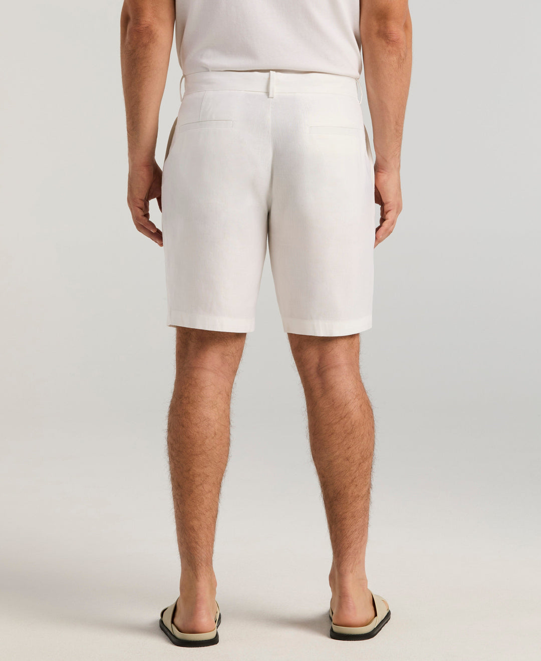 Linen-Blend Flat Front Shorts (Brilliant White) 