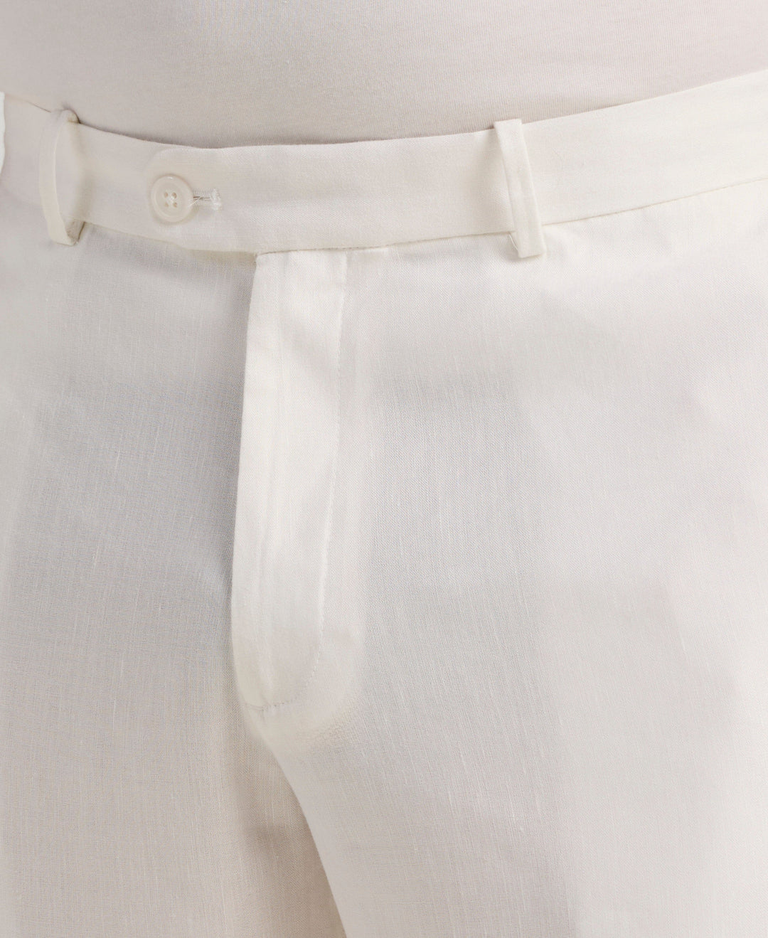 Linen-Blend Flat Front Shorts (Brilliant White) 
