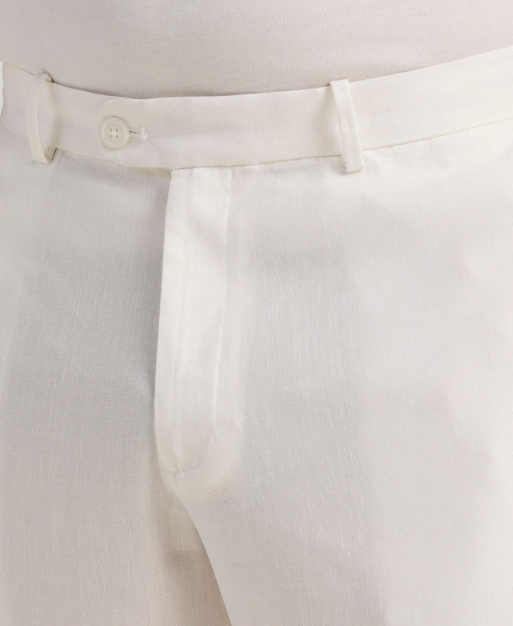 Linen-Blend Flat Front Shorts (Brilliant White) 