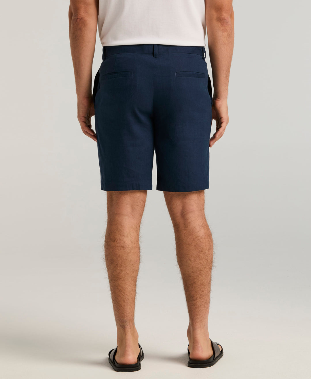 Linen-Blend Flat Front Shorts (Dress Blues) 