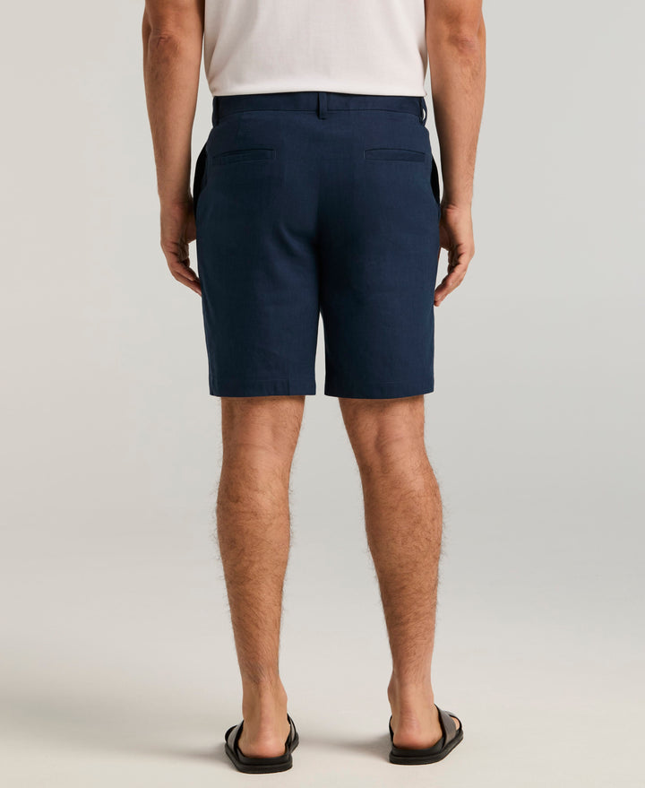 Linen-Blend Flat Front Shorts (Dress Blues) 