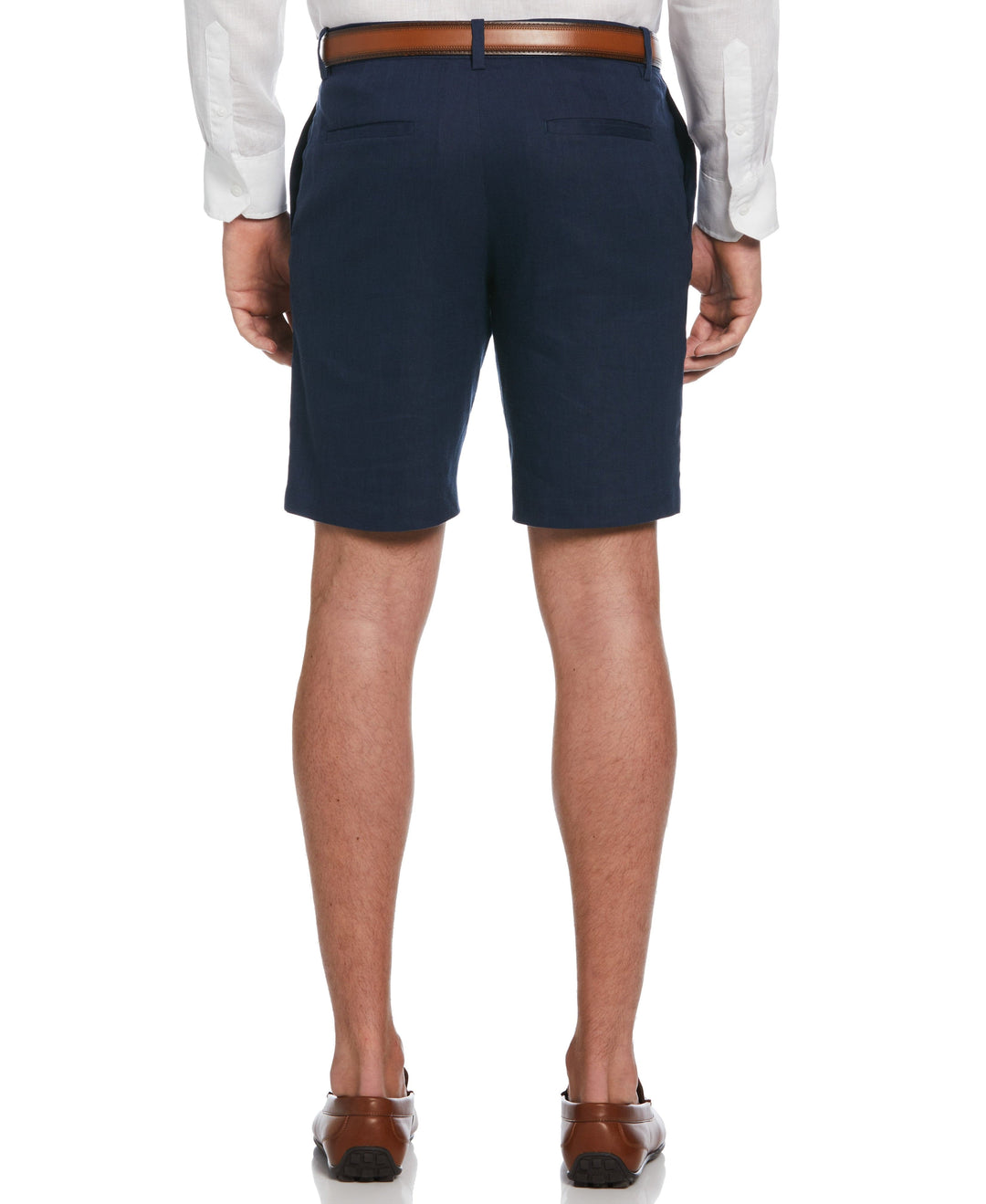 Linen-Blend Flat Front Shorts (Dress Blues) 