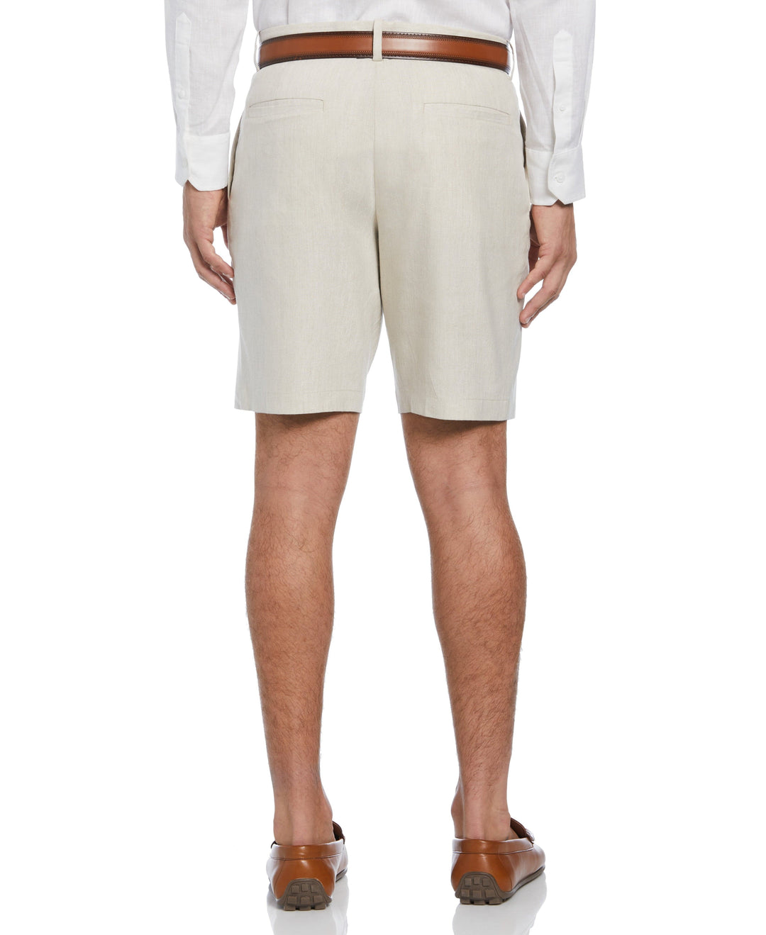 Linen-Blend Flat Front Shorts (Natural Linen) 