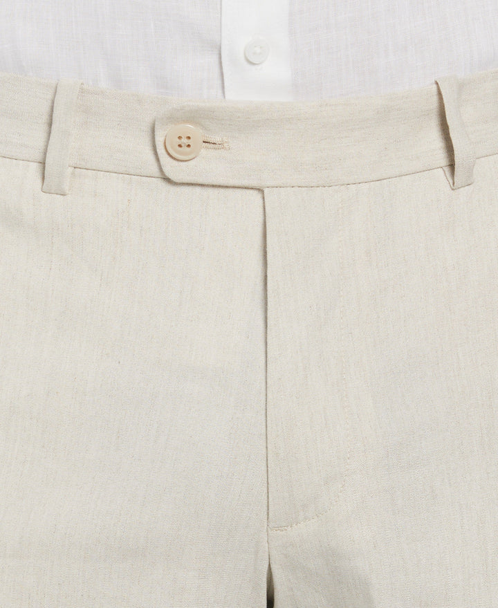 Linen-Blend Flat Front Shorts (Natural Linen) 