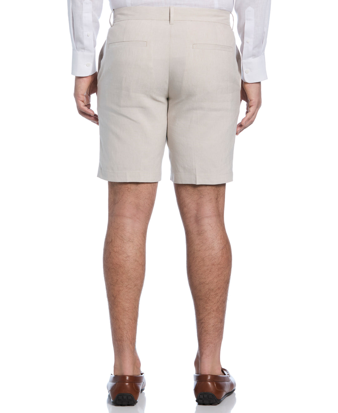 Linen-Blend Flat Front Shorts (Island Fossil) 