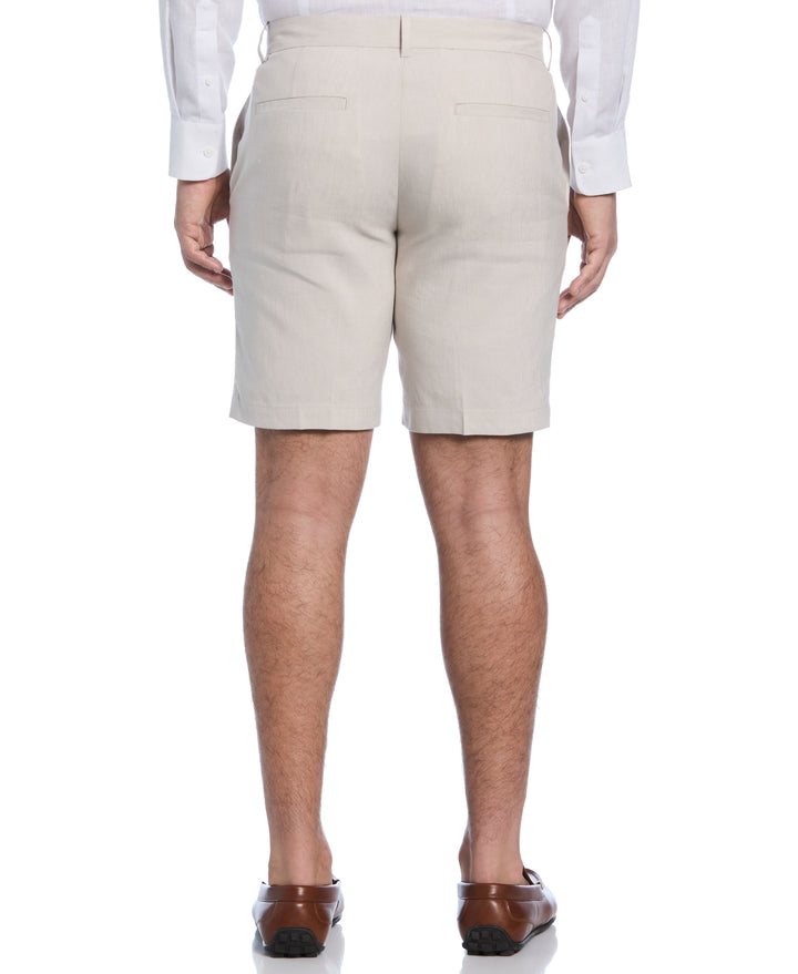 Linen-Blend Flat Front Shorts (Island Fossil) 