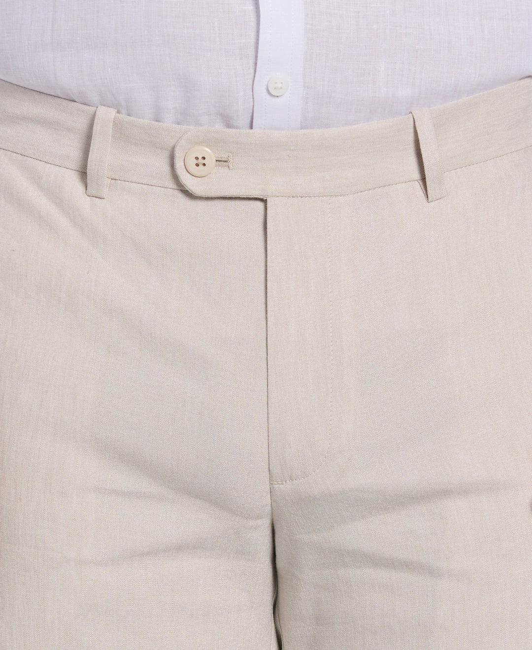 Linen-Blend Flat Front Shorts (Island Fossil) 
