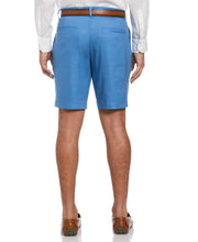 Linen-Blend Flat Front Shorts (Parisian Blue) 