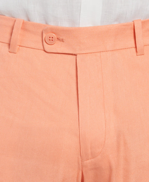 Linen-Blend Flat Front Shorts (Peach Pink) 