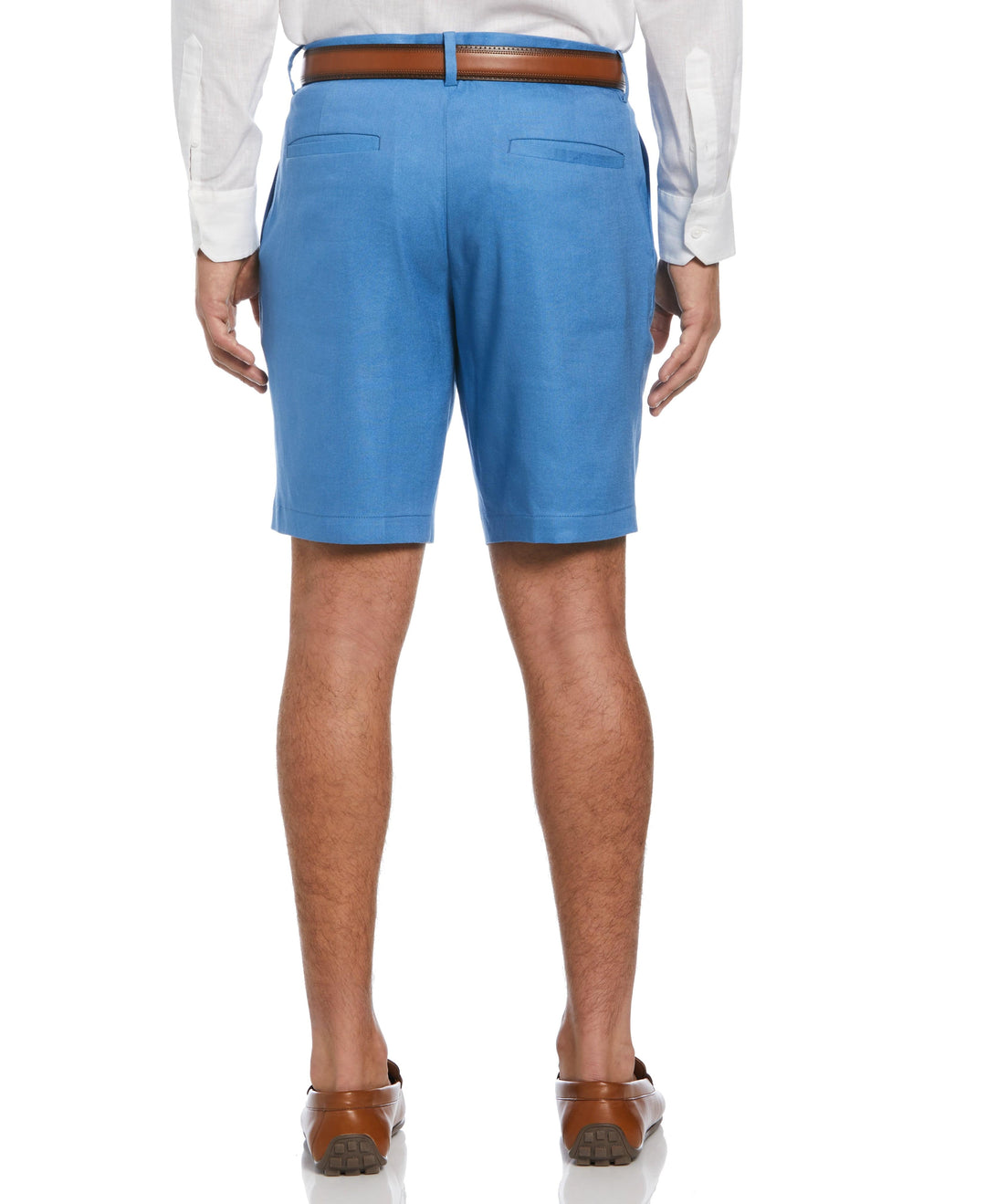 Linen-Blend Flat Front Shorts (Parisian Blue) 