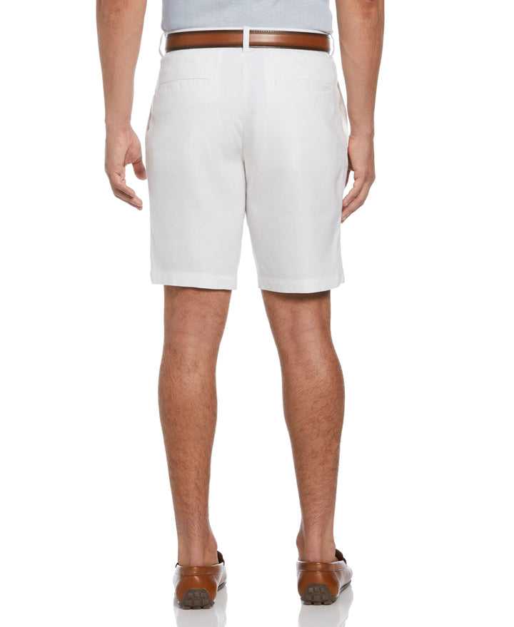 Linen-Blend Flat Front Shorts (Brilliant White) 
