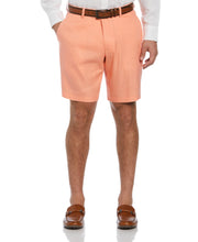 Linen-Blend Flat Front Shorts (Peach Pink) 
