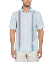 Linen Blend Stripe Panel Shirt (Blueglow) 