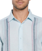 Linen Blend Stripe Panel Shirt (Blueglow) 