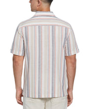 Linen Blend Striped Panel Shirt (Egret) 