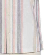 Linen Blend Striped Panel Shirt (Egret) 
