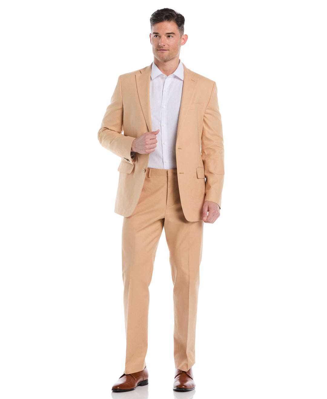 Linen Blend Suit Jacket (Camel) 