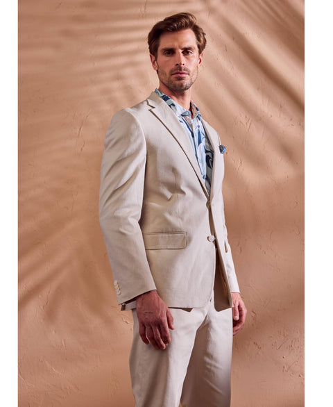 Linen Blend Suit Jacket-Jackets-Cubavera