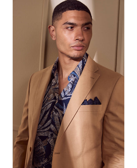 Linen Blend Suit Jacket-Jackets-Cubavera