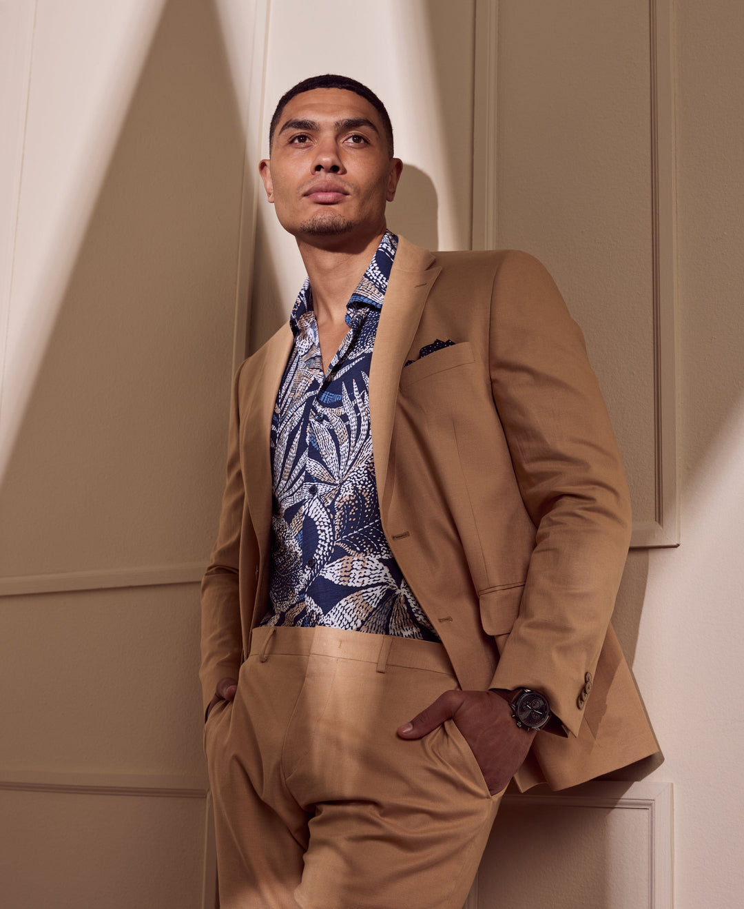 Linen Blend Suit Jacket-Jackets-Cubavera