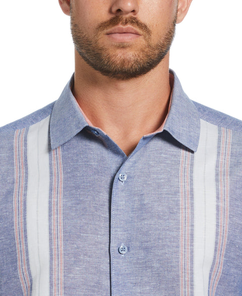 Linen Blend Textured Panel Shirt (Limoges) 