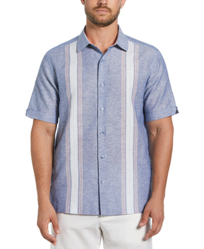 Linen Blend Textured Panel Shirt (Limoges) 