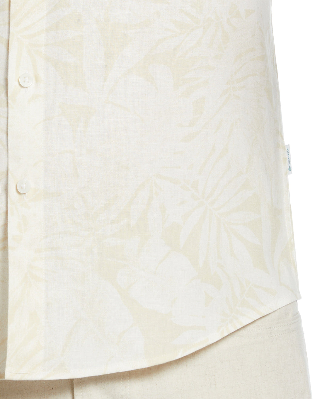 Linen Blend Tonal Multi Leaf Print Shirt (Bleached Sand) 