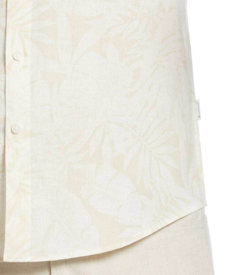 Linen Blend Tonal Multi Leaf Print Shirt (Bleached Sand) 
