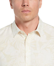 Linen Blend Tonal Multi Leaf Print Shirt (Bleached Sand) 