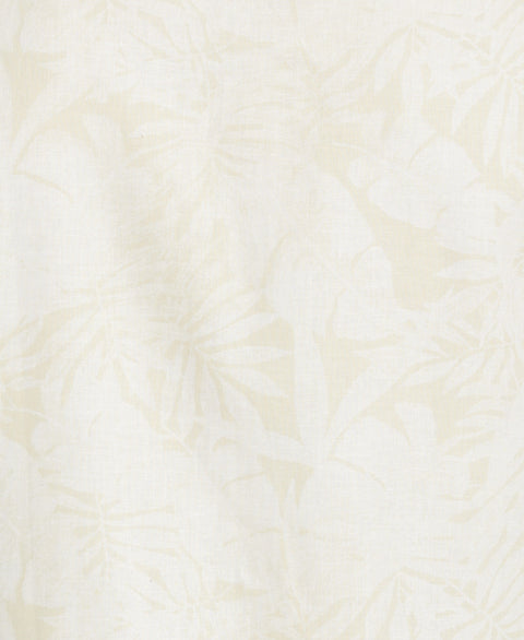 Linen Blend Tonal Multi Leaf Print Shirt (Bleached Sand) 