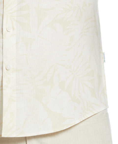 Linen Blend Tonal Multi Leaf Print Shirt (Bleached Sand) 