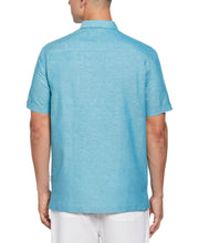 Linen Blend Tropical Embroidery Panel Shirt (Crystal Teal) 