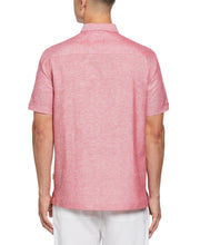 Linen Blend Tropical Embroidery Panel Shirt (Tango Red) 