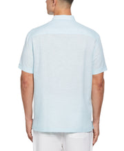 Linen Blend Tropical Embroidery Panel Shirt (Aquatic) 