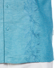 Linen Blend Tropical Embroidery Panel Shirt (Crystal Teal) 