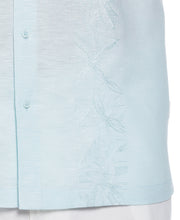 Linen Blend Tropical Embroidery Panel Shirt (Aquatic) 